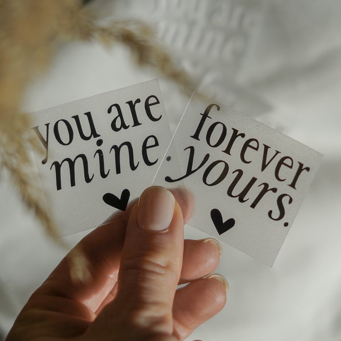 Bügelbild - Pärchen Motiv | Schriftzug "forever yours & you are mine"