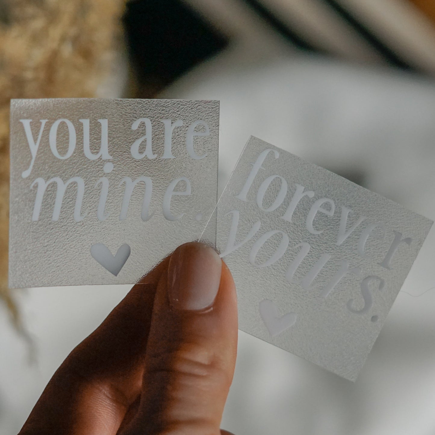 Bügelbild - Pärchen Motiv | Schriftzug "forever yours & you are mine"