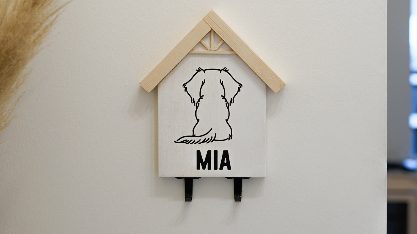 Personalized wooden dog coat rack - hook for dog leash with desired name