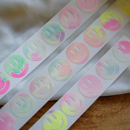 Sticker - Bunter Smiley pastell glitzer