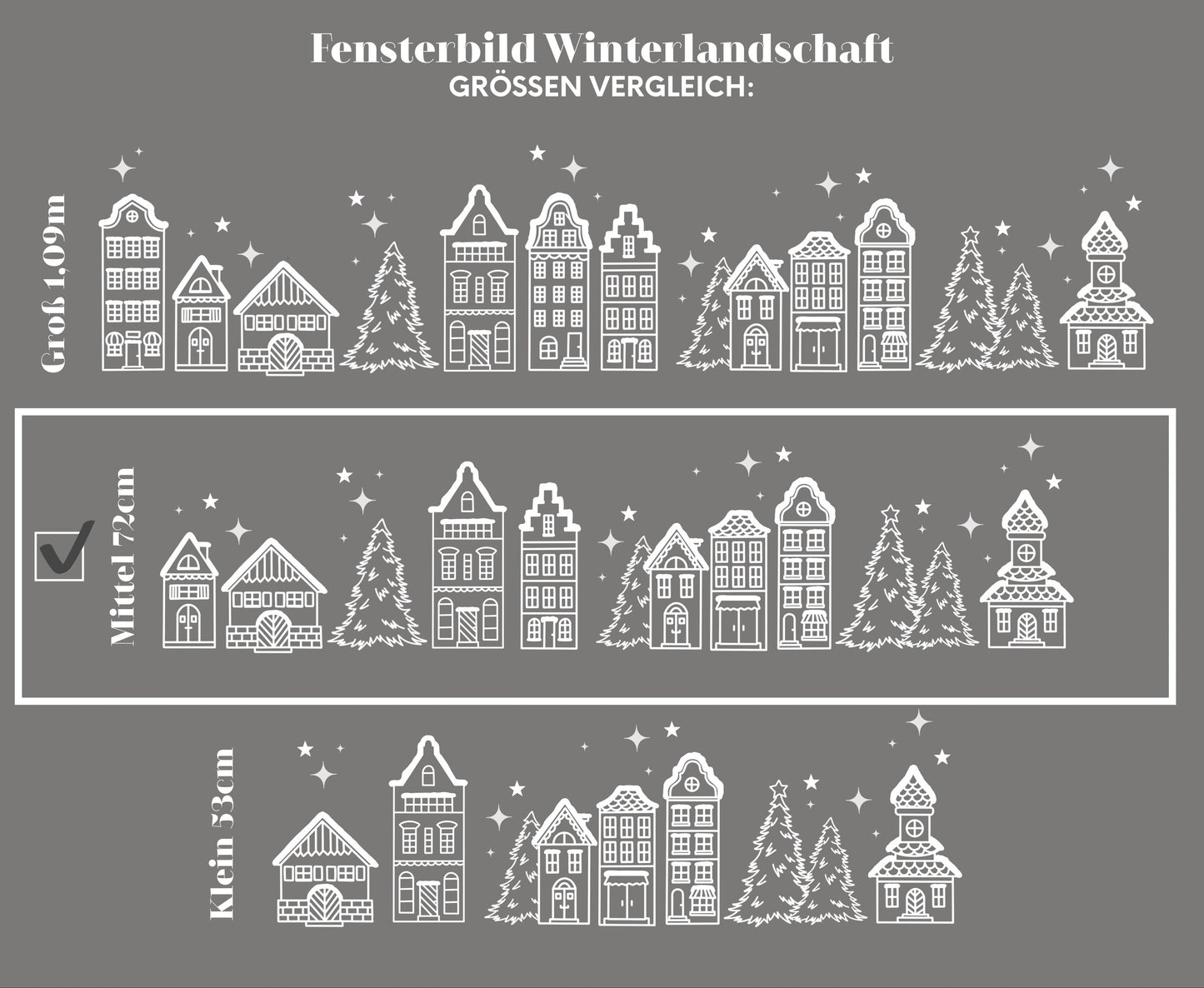 Sticker/Aufkleber - Fensterbild "Winterlandschaft“ mittel 72cm